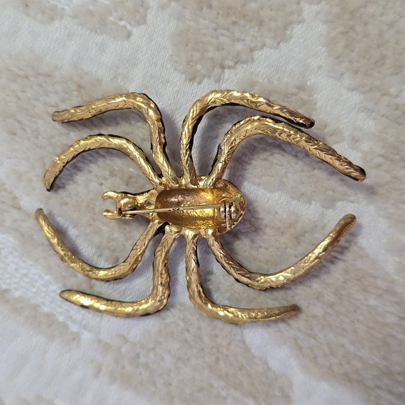 Vintage Large Spider Pin (Brooch) Orange and Black - Picture 3 of 4
